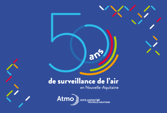 Logo 50 ans de surveillance de la qualité de l'air en Nouvelle-Aquitaine