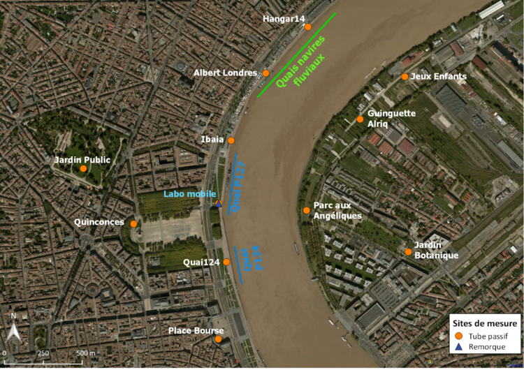 Localisation points de mesure Etude port de la Lune Bordeaux 2022