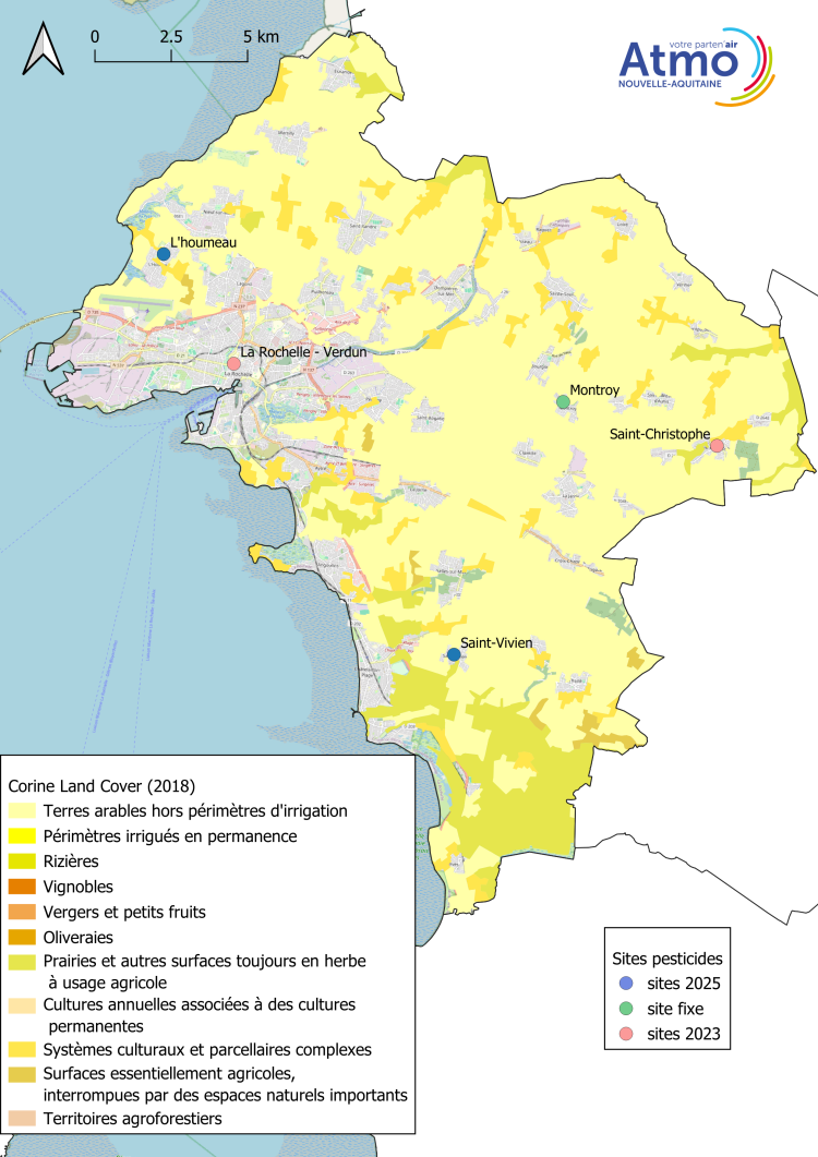 Sites de prélèvement de pesticides dans l'air en 2025