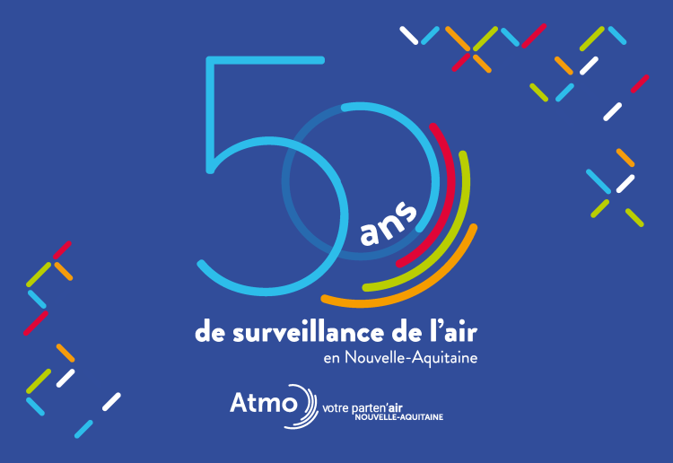 Logo 50 ans de surveillance de la qualité de l'air en Nouvelle-Aquitaine