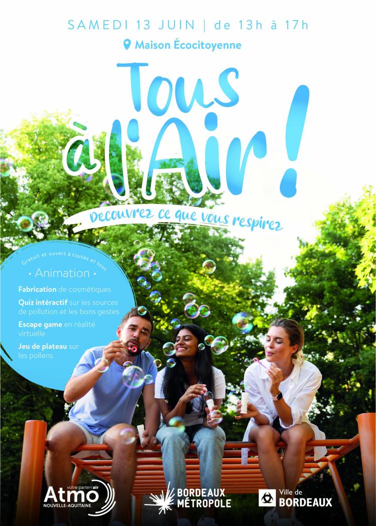 Affiche "Tous à l'air" - Événement 13 juin organisé par Atmo Nouvelle-Aquitaine